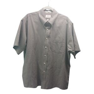 RBM Mens Wrinkle Free Oxford Short Sleeve Button‎ Down Shirt Gray Size 18